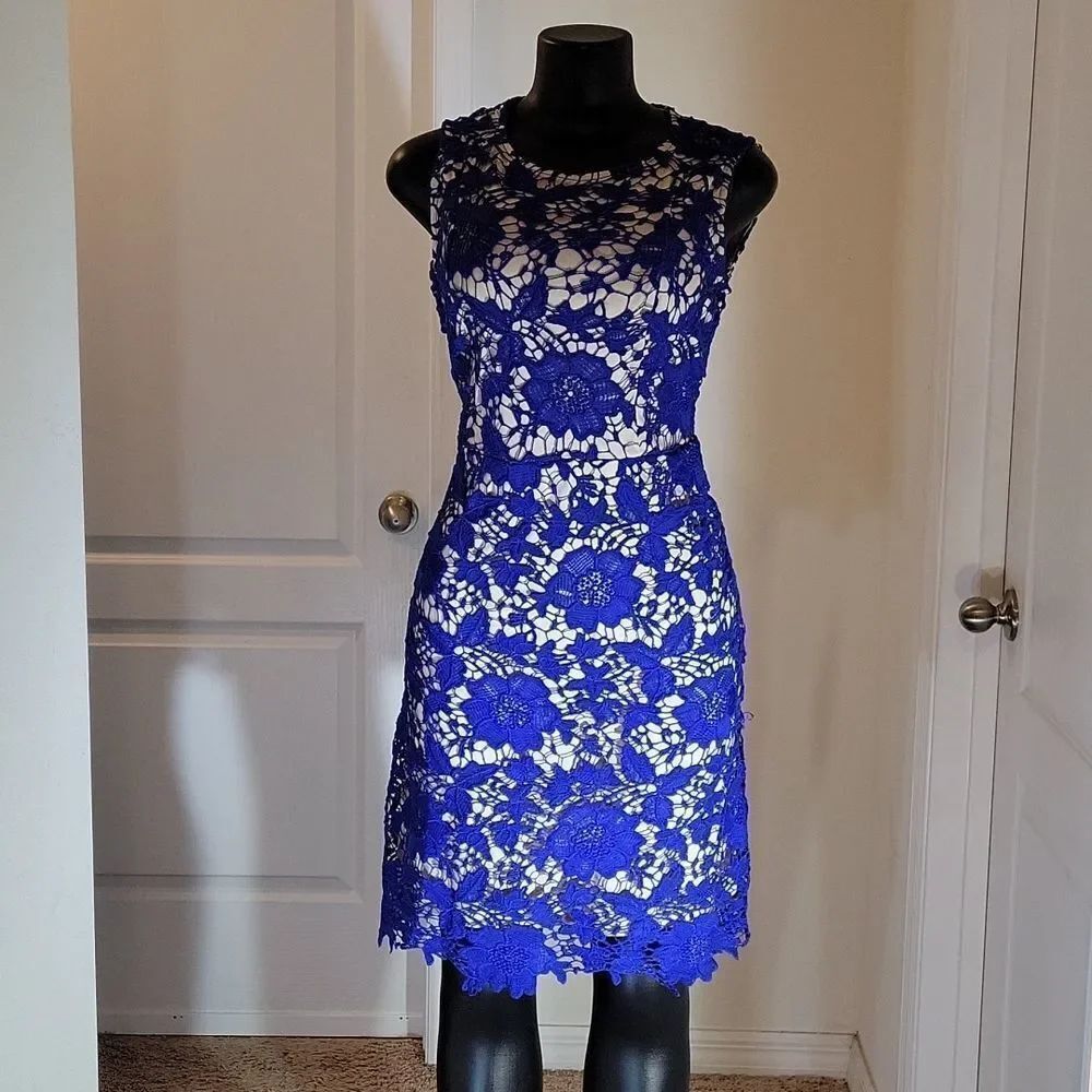 BRAND NEW RYAN MICHELLE LACE SLEEVELESS ROUNDNECK LINE DRESS - Picture 4 of 16